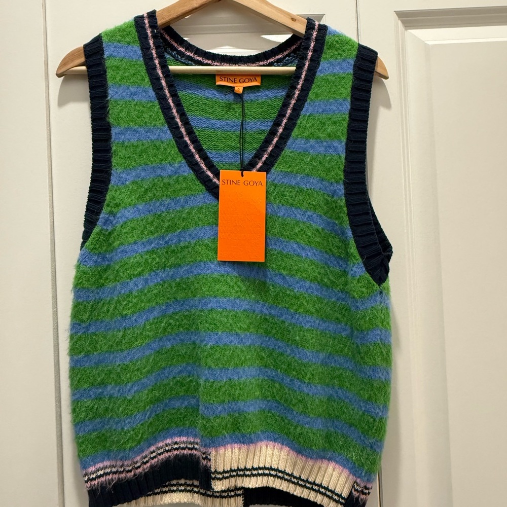 STINE GOYA Green and Blue Knit Vest